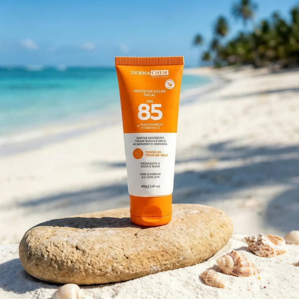 Protetor Solar Facial Dermachem FPS 85 Com Niacinamida e Vitamina E - Toque Seco Invisível 40g
