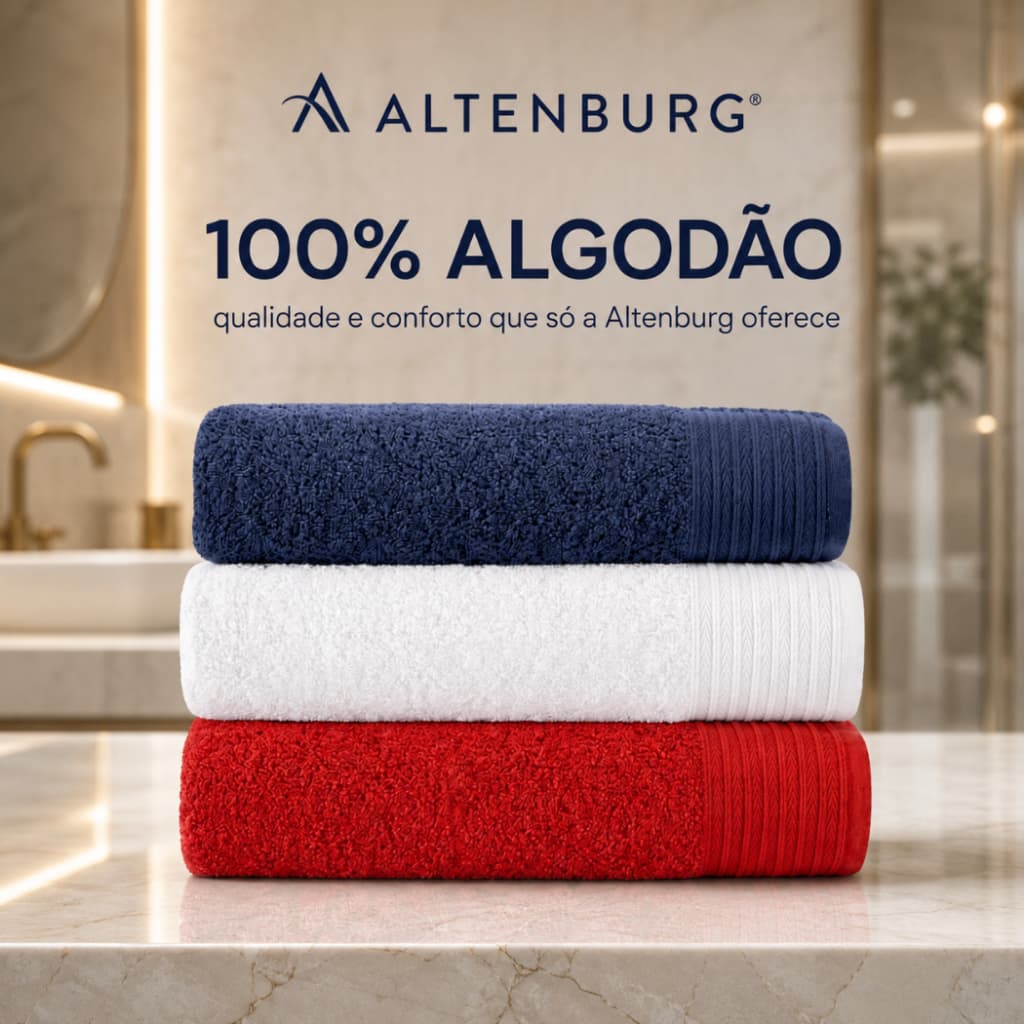 kit 3 Toalhas Banho Altenburg Cores Sortidas 100% Algodão 140x70cm Alta Qualidade Absorção Super Macia