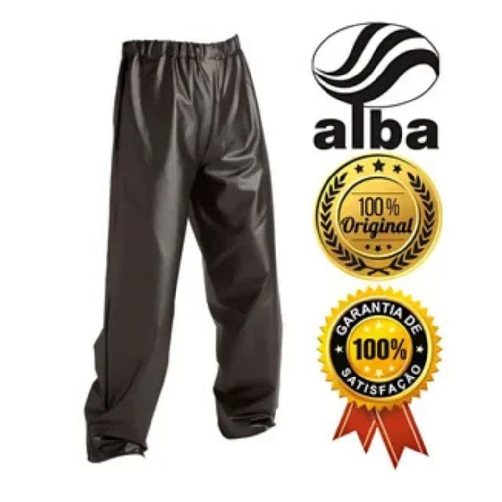 Calça De Chuva Impermeável ALBA Europa Em PVC Com Reforço Interno Elástico Na Cintura E Barra Com Zíper