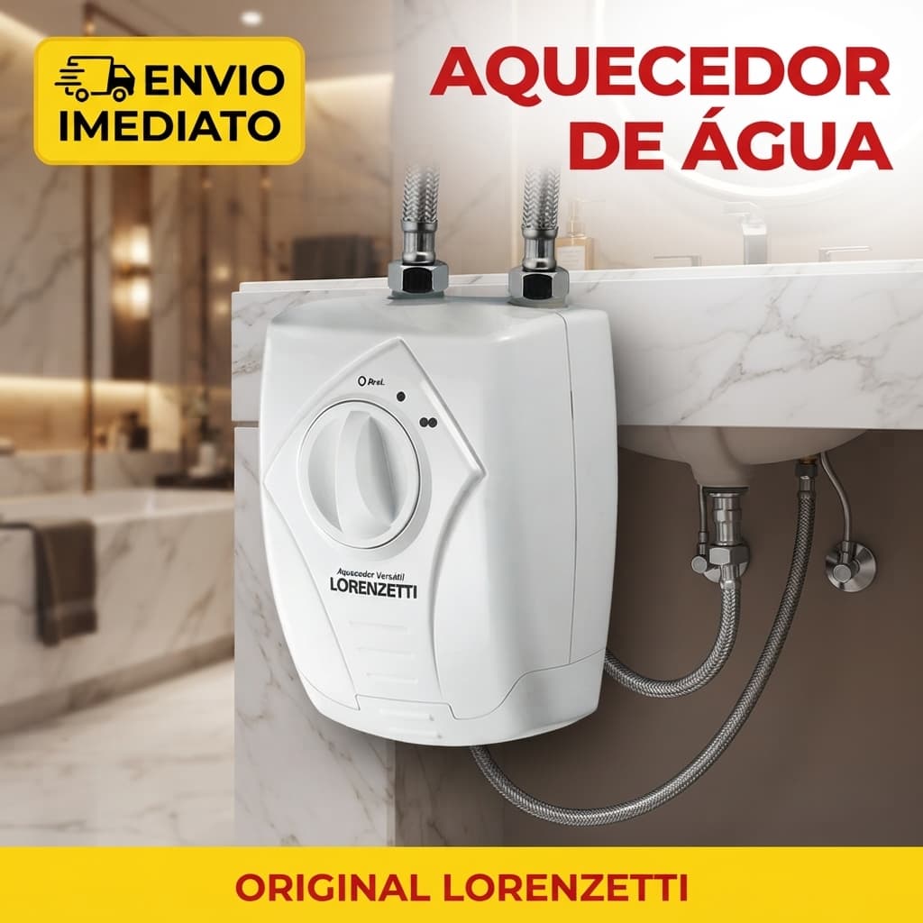 Aquecedor de Água Elétrico Versátil Lorenzetti 5500W 220V Branco Água Quente Imediata Pia Lavatório