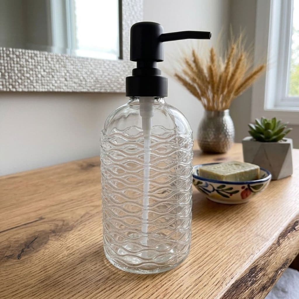 Dispenser Sabonete Liquido Vidro 350ml Banheiro Luxo Moderno Porta Sabonete Líquido