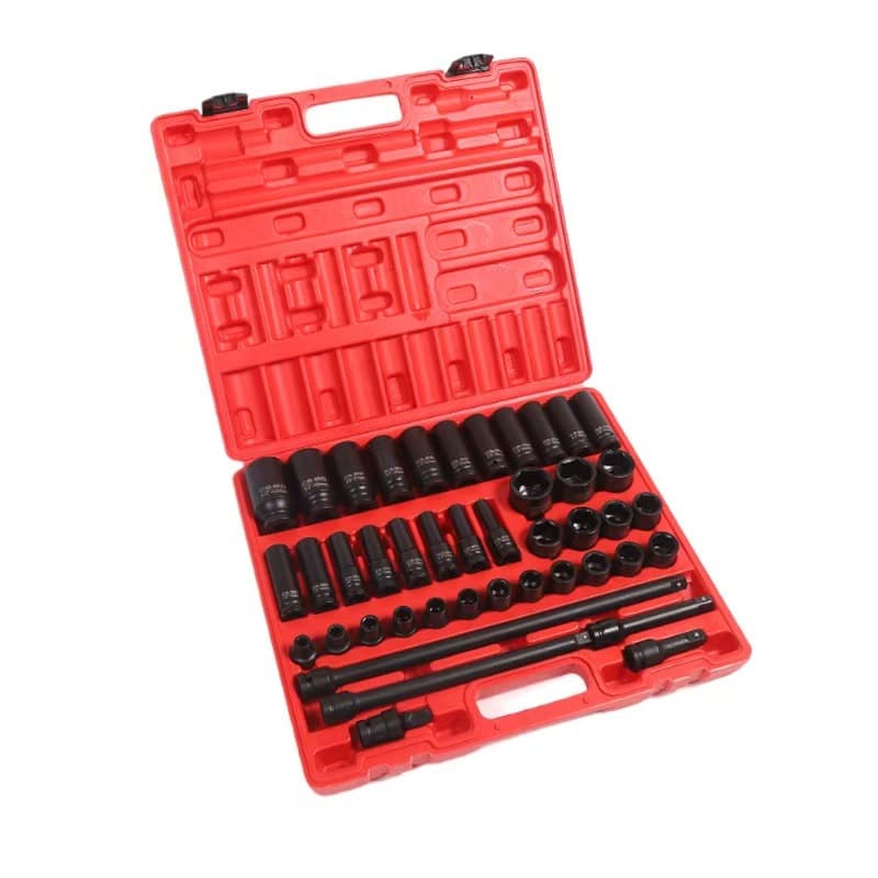 jogo de soquetes impacto 1/2 43 peças cr-mo soquete pneumático longo chave impacto maleta profissional
