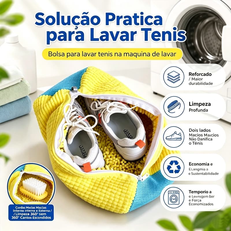 Kit 2 Sacos de Lavar Tênis Sapato Calçados na Máquina Bolsa Protetora com Zíper Reutilizável 3 Cores Para Escolha