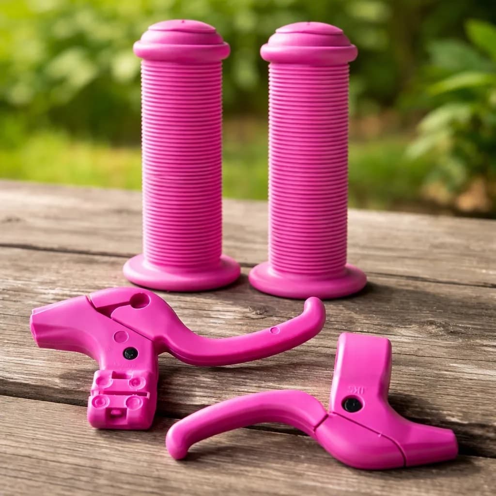 Kit Bike Aro 16 Manete Maçaneta e Punho Manopla ROSA Bicicleta Infantil Mirim Menina
