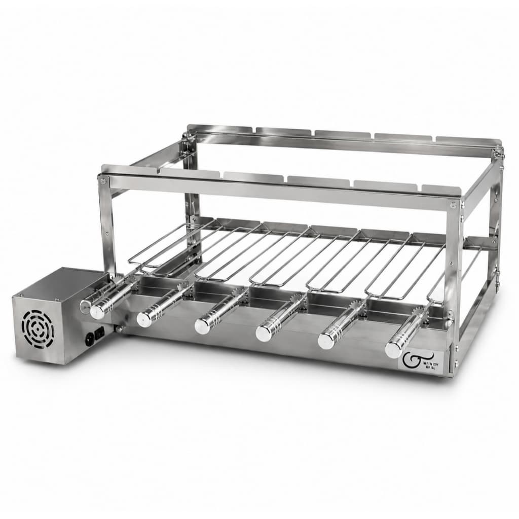 Churrasqueira Gira Grill Elétrica 6 Espetos 100% Inox Bivolt – Infinity Grill