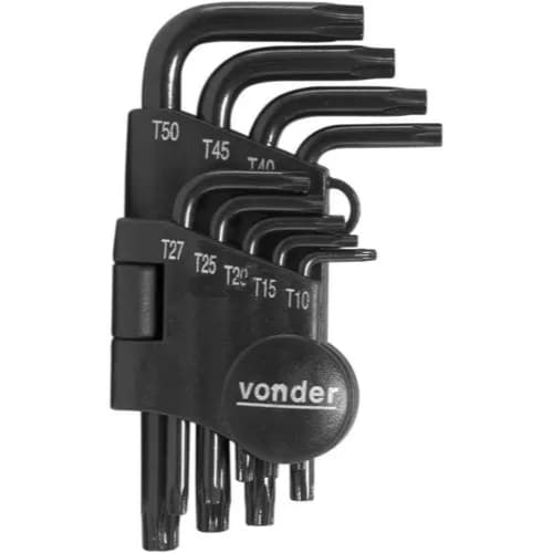 Jogo de Chaves Torx Tipo L T10 a T50 Vonder 9 Peças Profissional Hexalobular