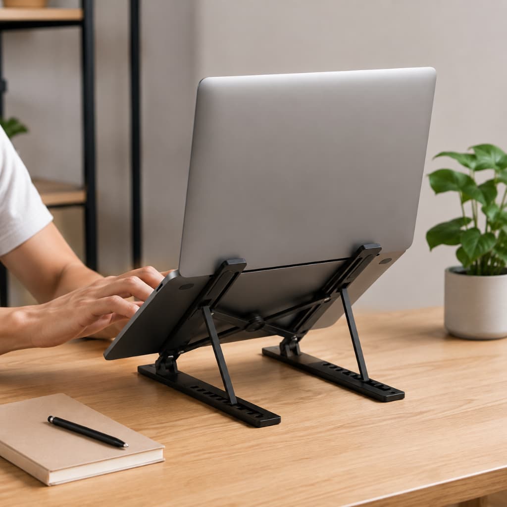Suporte Para Notebook C/Base Dobrável E Ajustável sua altura Excelente custo benefício