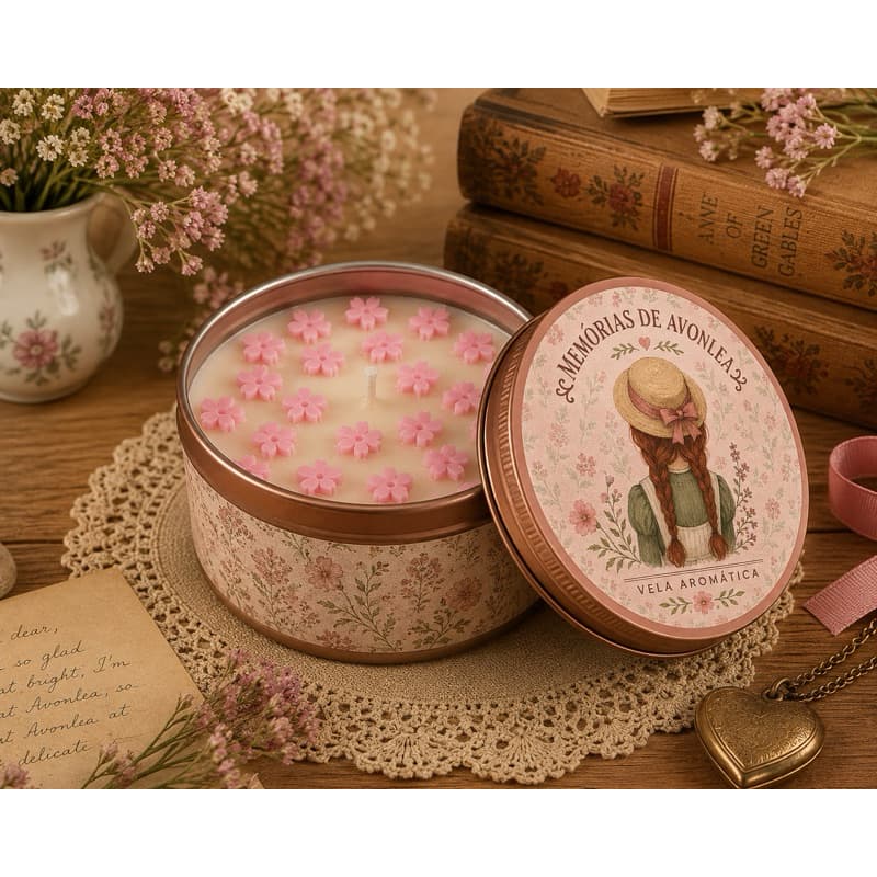 Vela Aromática Anne 110g | Coleção Entre Páginas | Memórias de Avonlea ou Amiga do Peito | Vela Perfumada Decorativa