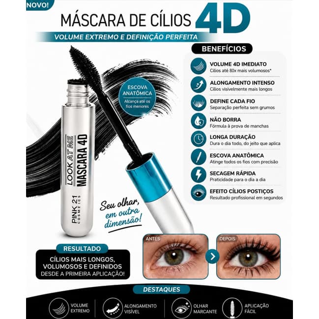 Pink 21 Mascara Para Cílios Extreme 4D