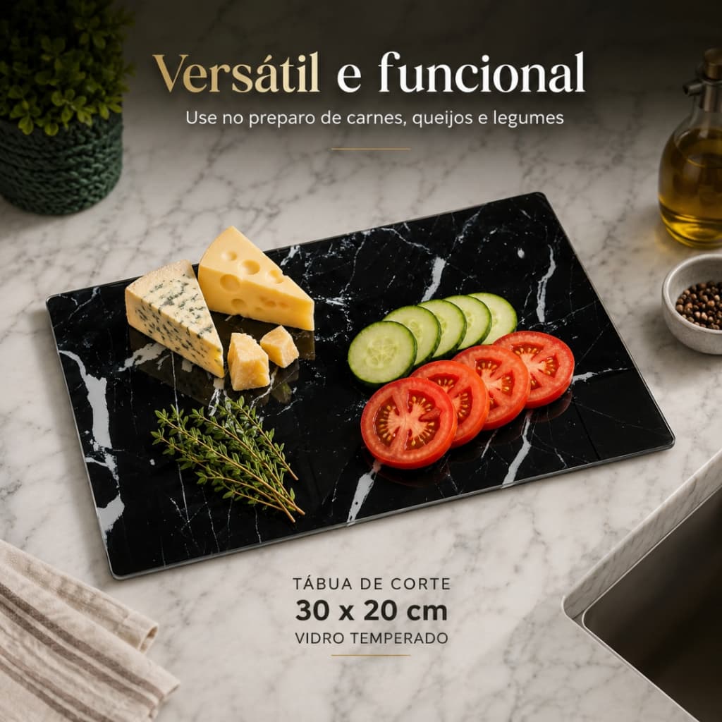 Tabua De Vidro Temperado Para Corte Carnes Queijos Legumes