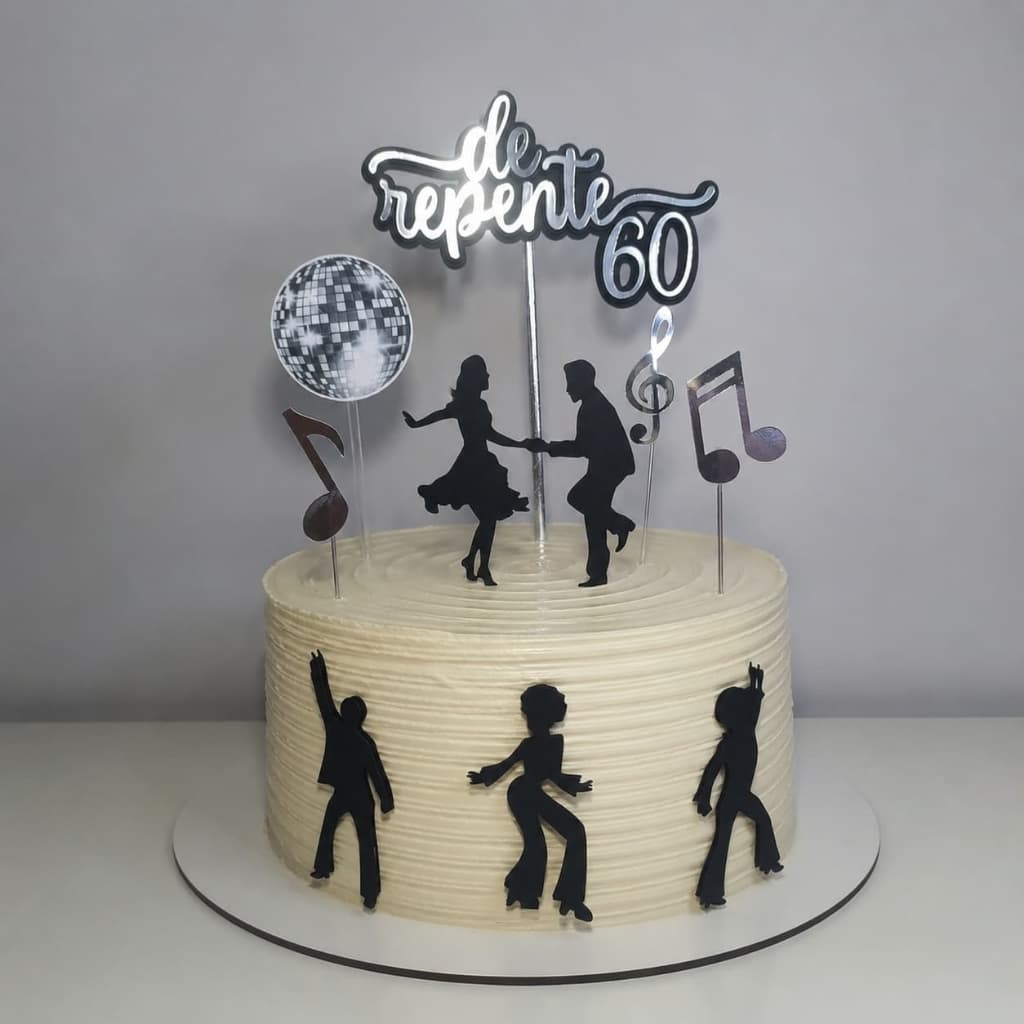 Topo de bolo anos 60, De repente 60, Festa Flash Back