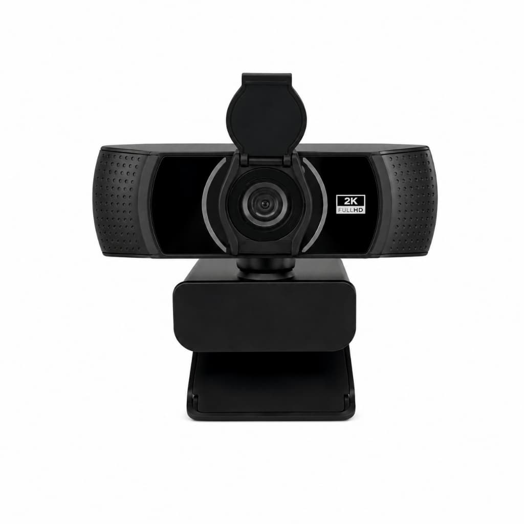 Webcam 2K 4MP com Foco Automático, Microfone Embutido e Tampa de Privacidade para PC e Notebook
