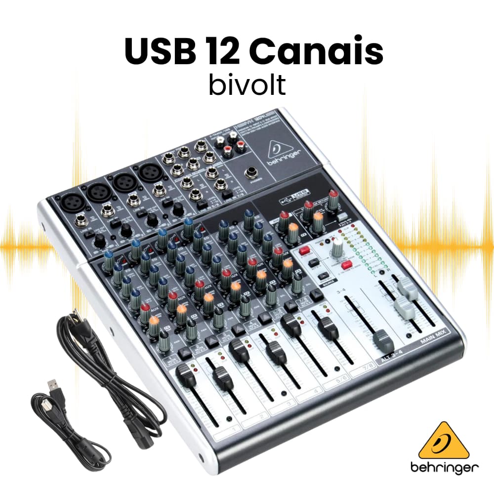 Mesa de Som Profissional Mesa de Som Behringer Xenyx 1204USB Mixer Som Console