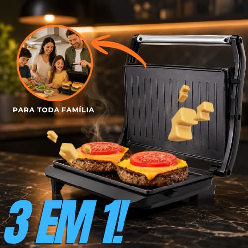 Sanduicheira e Grill Master Press Inox Mondial Preto 1000W PG-01-CL