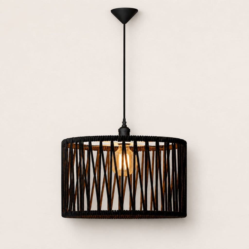 Luminária Pendente Corda Náutica Lustre Sala Jantar Cozinha Bancada Balcão Área Gourmet Teto Rústico Decorativo