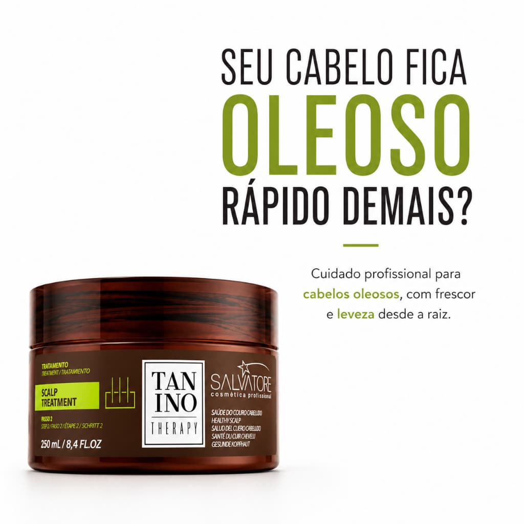 Máscara Creme Condicionador Salvatore Scalp Cabelos Oleosos Couro Cabeludo Equilíbrio da Raiz Passo 2 250g