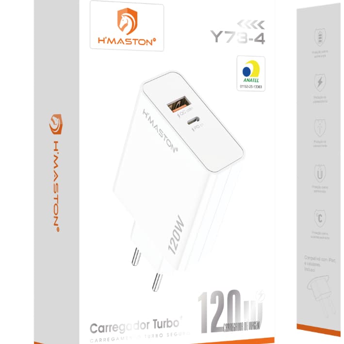 H'Maston Y73-4 120W Carregador De Celular Cabeça De Carregador Celular Carregador Para Celular