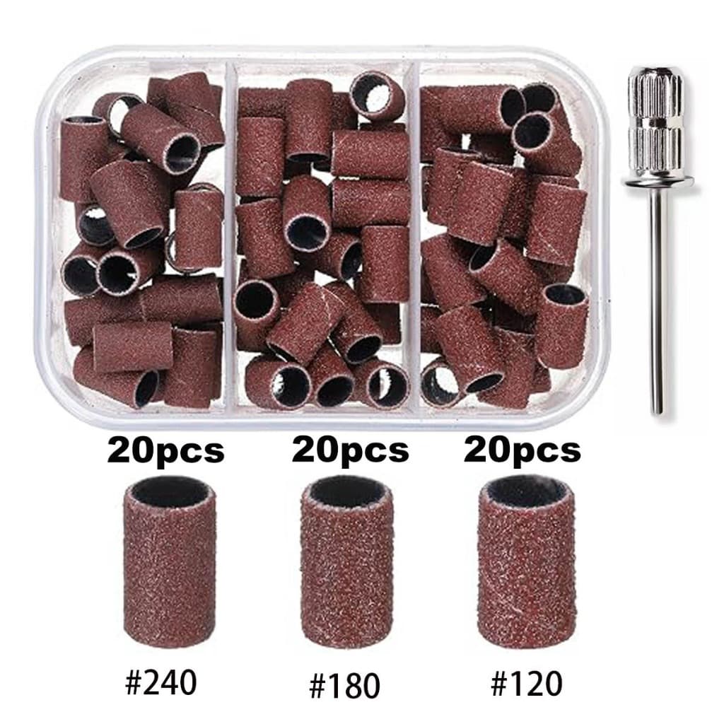 Kit Broca Mandril Caixa 60 Refil De Lixa Premium para Motor Lixadeira Helen Color