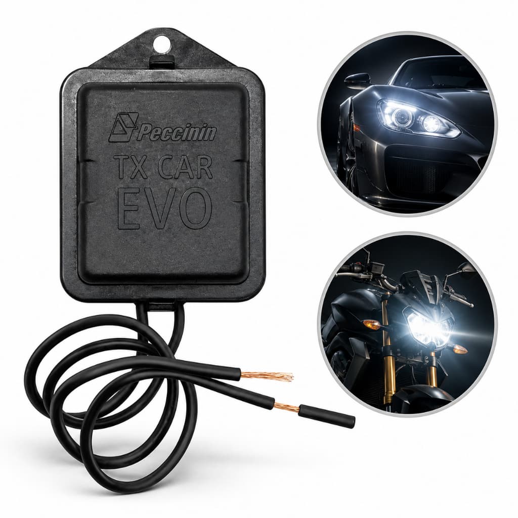 CONTROLE REMOTO TX CAR EVO PECCININ P CARRO E MOTO ACIONA COM FAROL ALTO 433MHZ
