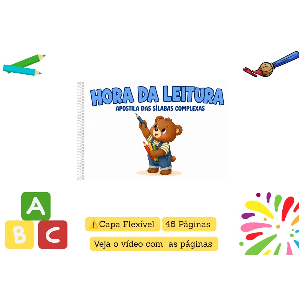 Apostila Infantil Alfabetização Aprender Ler com Sílabas Complexa + Cards  # 27