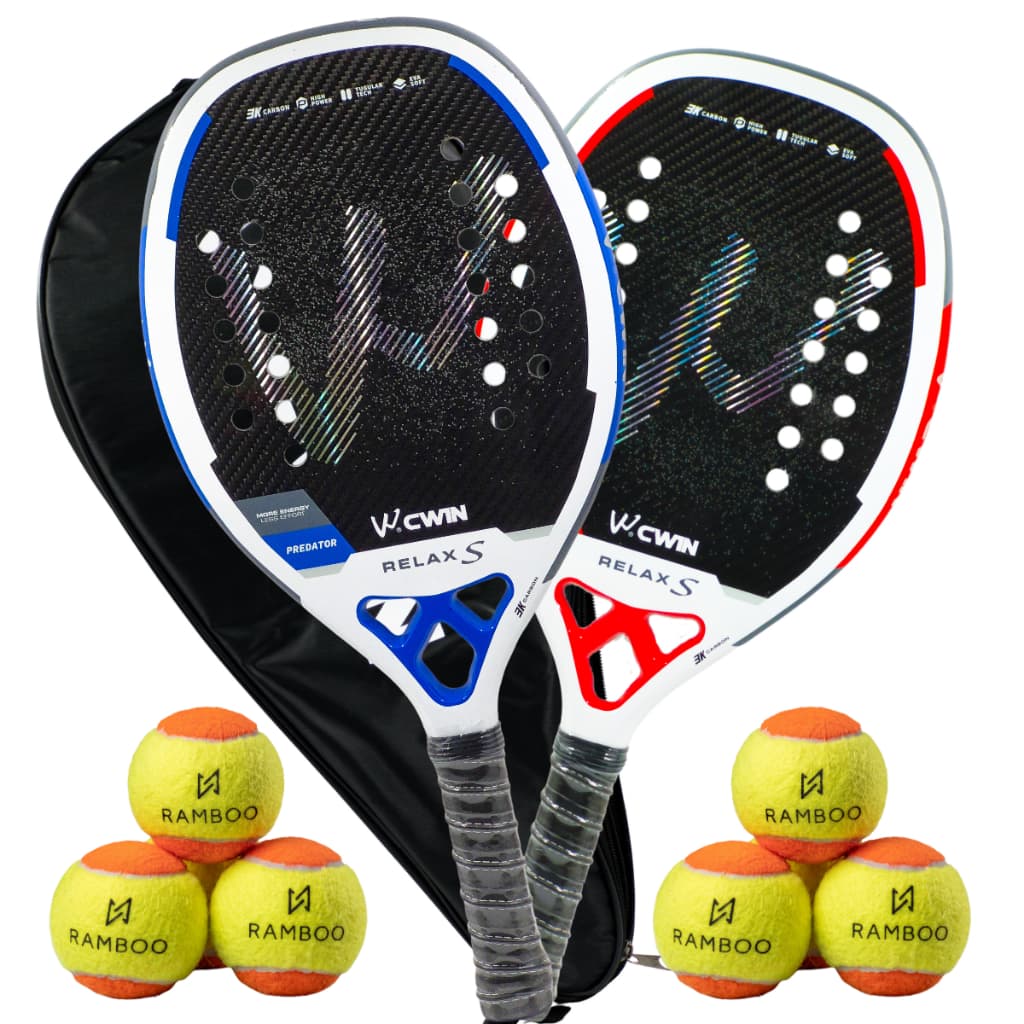 Raquete Beach Tennis Carbono 3K Camewin Relax S Edição Especial + 6 Bolinhas de Beach Tennis – Potência e Controle