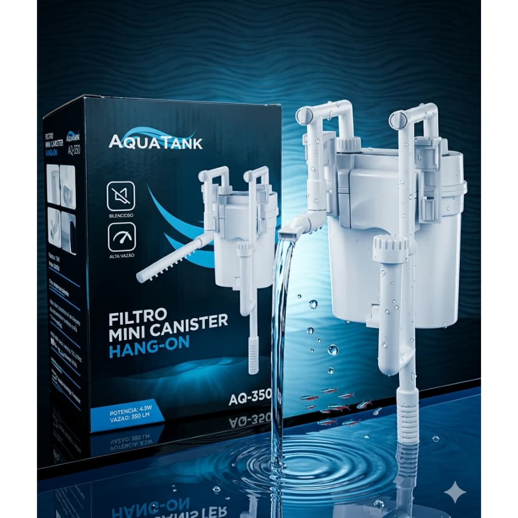 Filtro Mini Canister Aquatank AQ-350 Hang-on Para Aquário 70l
