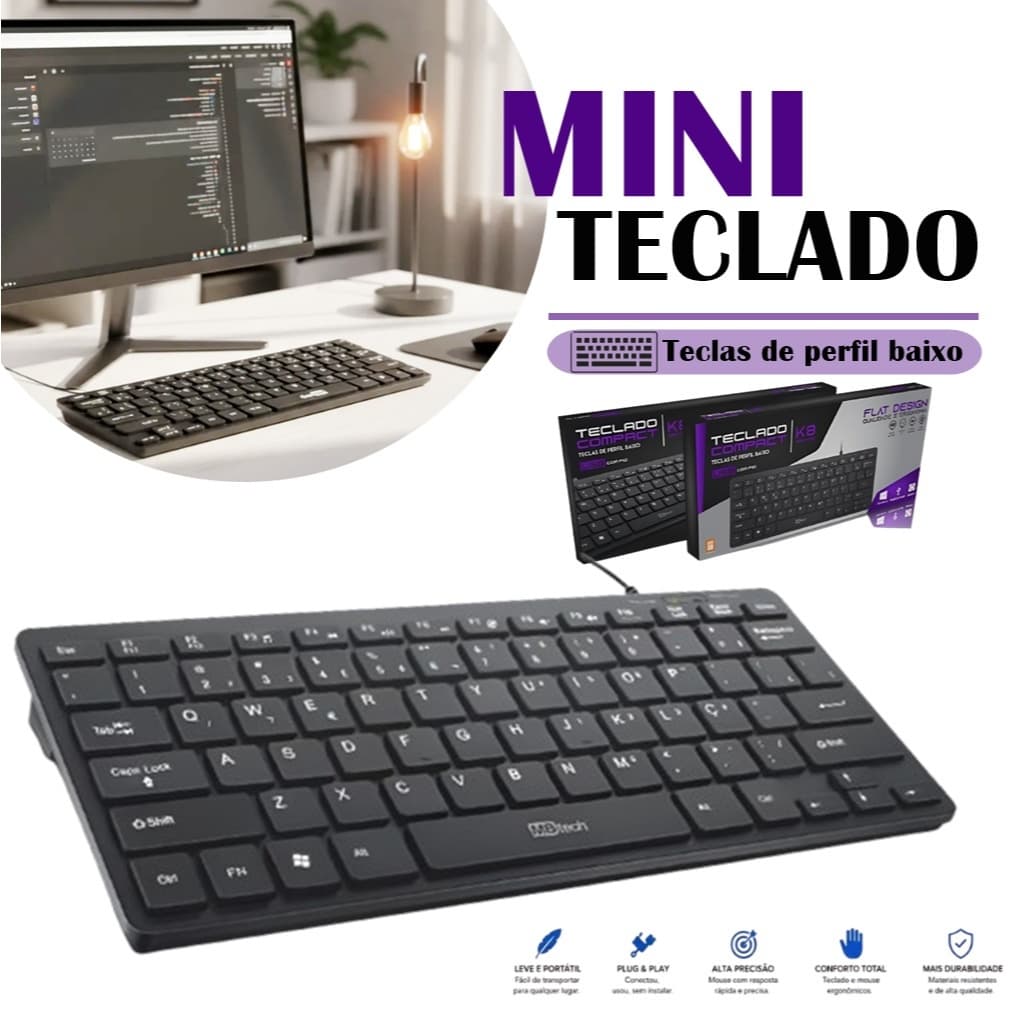 Mini Teclado Usb Notebook Pc Computador Mbtech K8 Pequeno