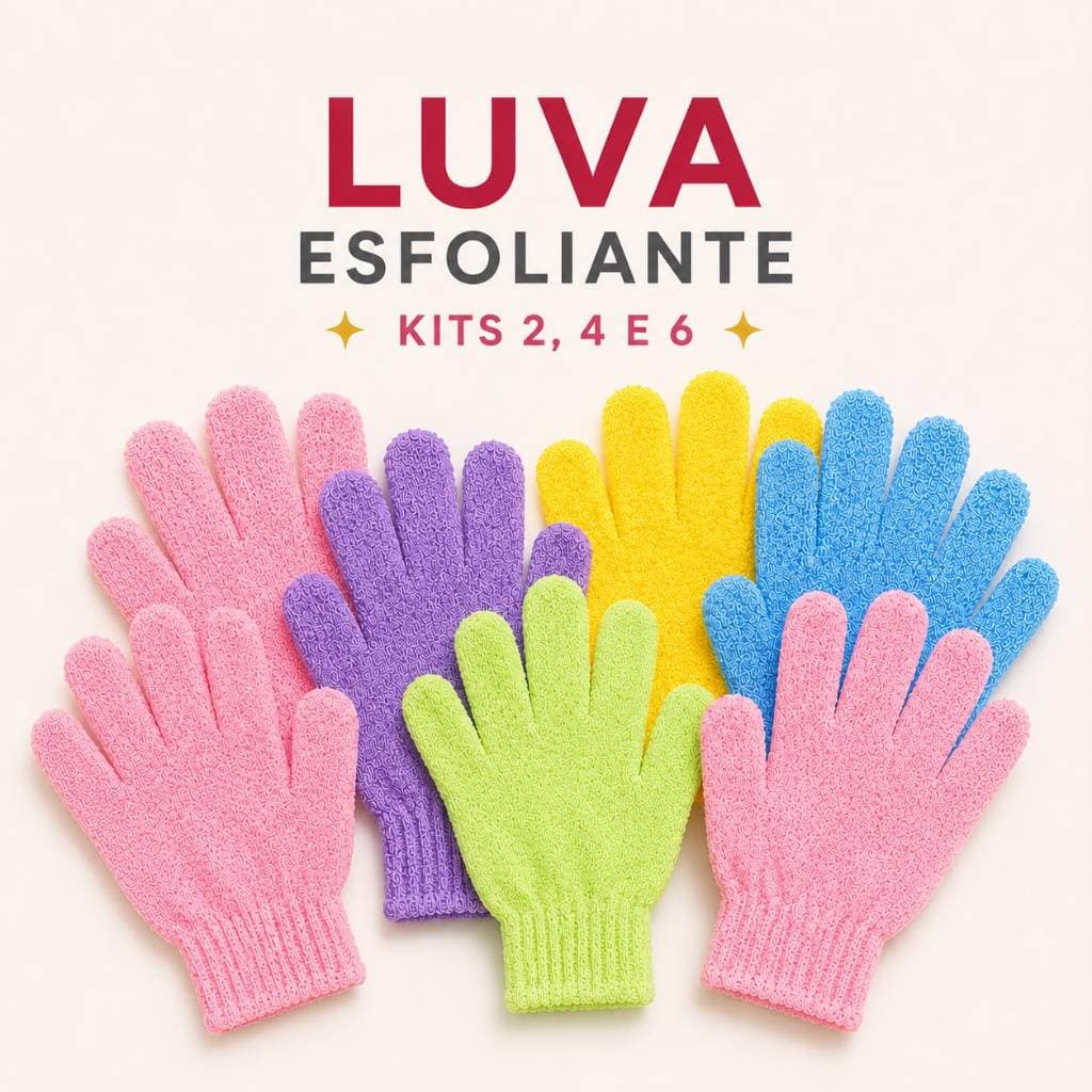 Luva Esfoliante para Banho Cores Aleatórias - 2 ou 4 Unidades - Esfoliação Corporal Pele Macia