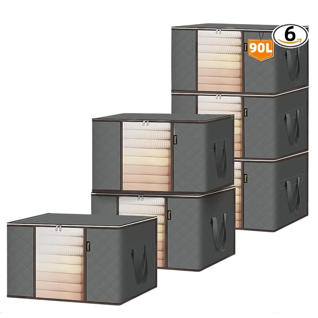 KIT 6 Peças Caixas Organizadoras | Organizador de Guarda-Roupa Roupas Viagem Anti Poeira Umidade Dobrável Multiuso
