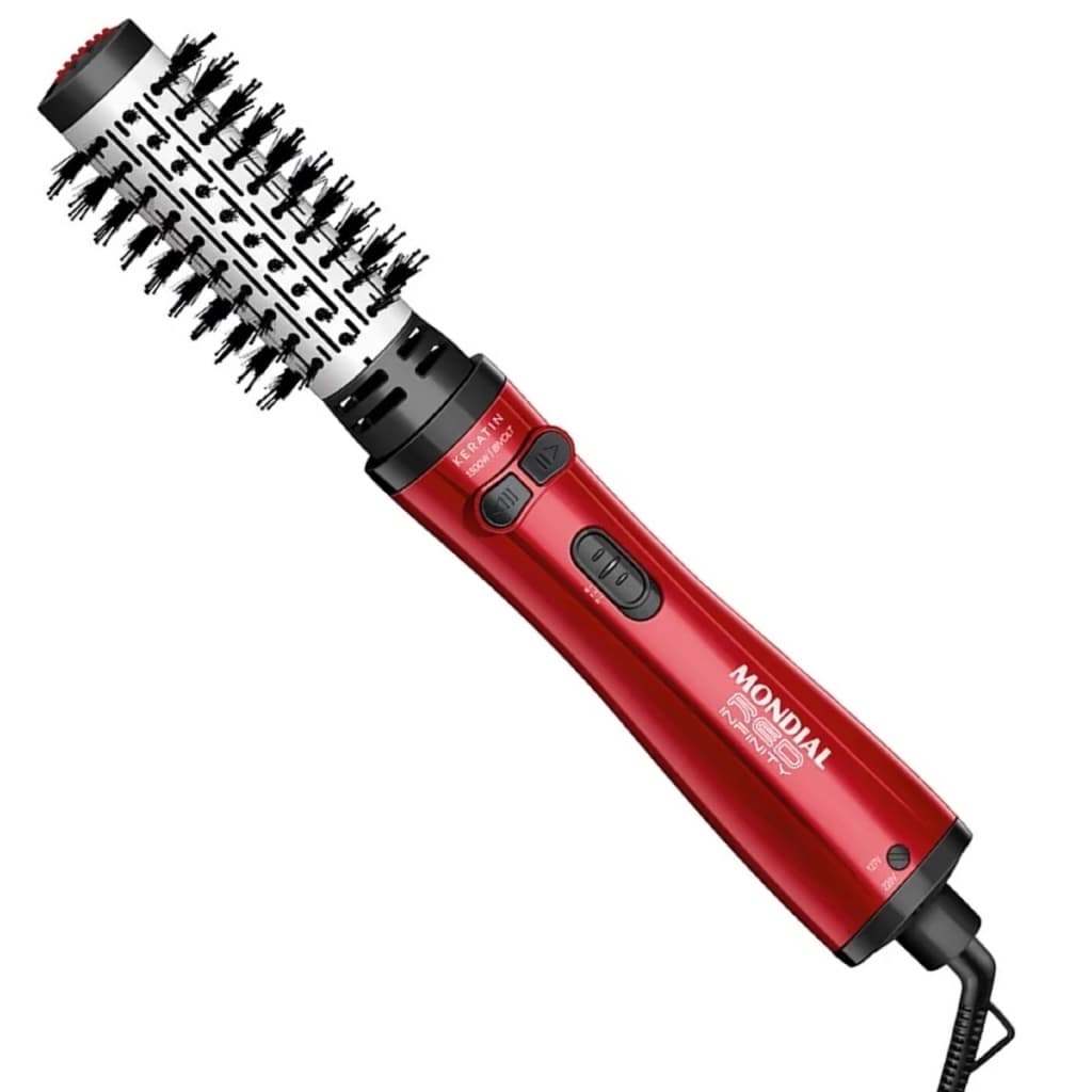 Escova Rotativa Giratória Mondial ERB-11-KR 4 em 1 Seca Alisa Modela Penteia Cabelo Arrumado sem Salão Sem Frizz  Bivolt