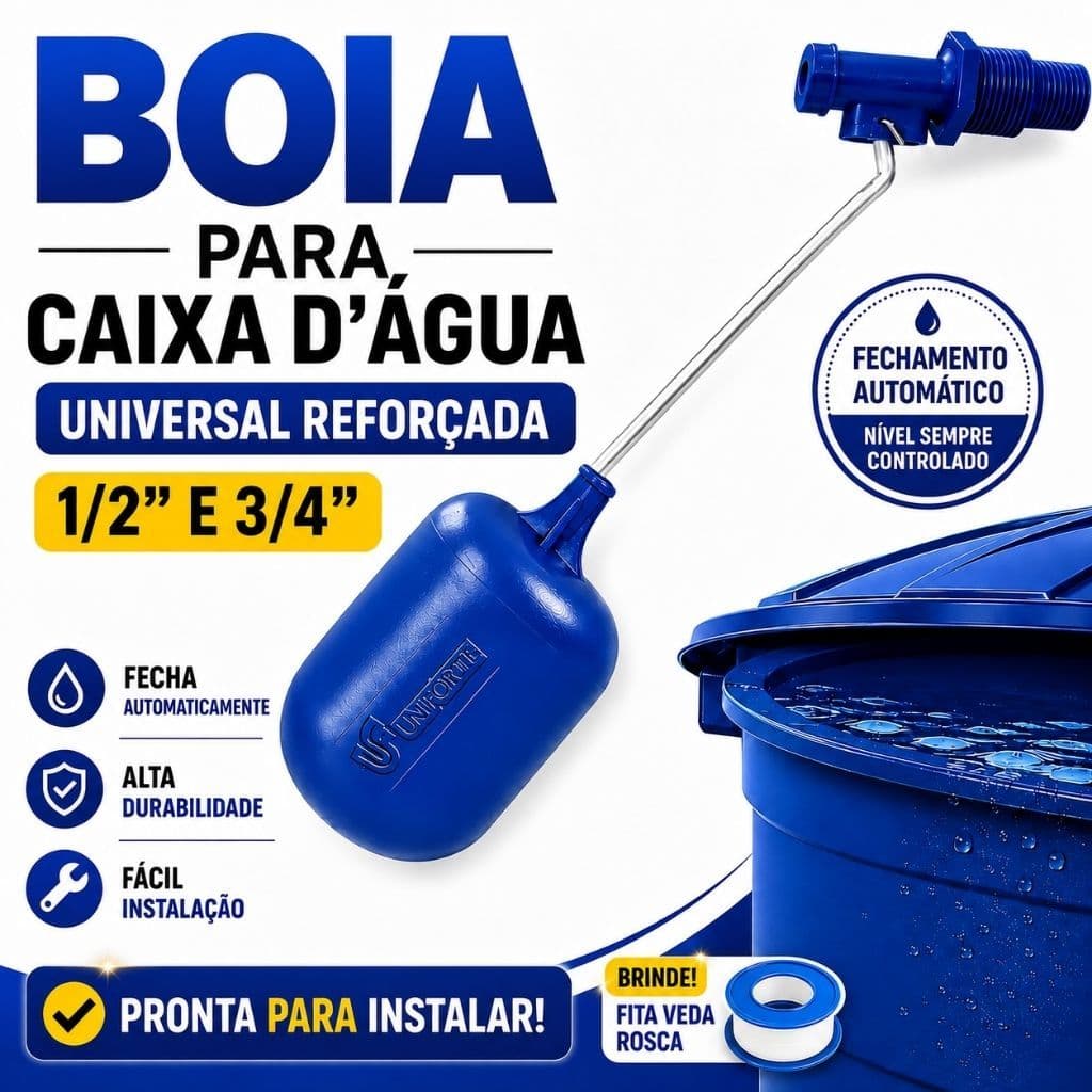 Boia Para Caixa D’Água Universal Reforçada 1/2 e 3/4 Controle Automático Nível de Água