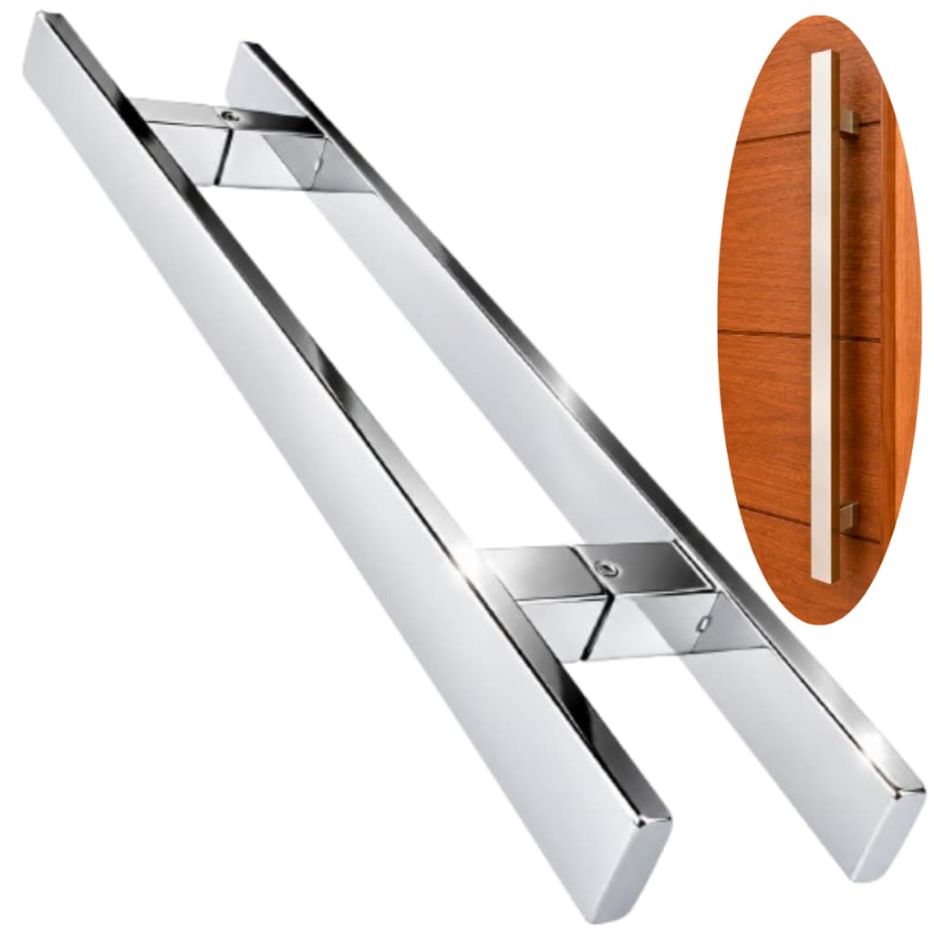 Puxador Inox 45 Cm Aço Inoxidável Barra Retangular Para Porta Portão Pivoltante Abrir Correr
