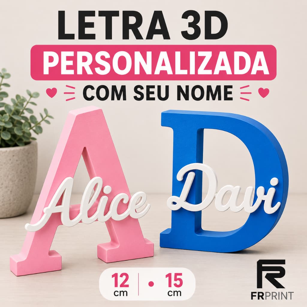 Letreiro Nome Personalizado 3D Placa Decorativa Presente Chá Revelação de Bebê Decoração Quarto Infantil Maternidade