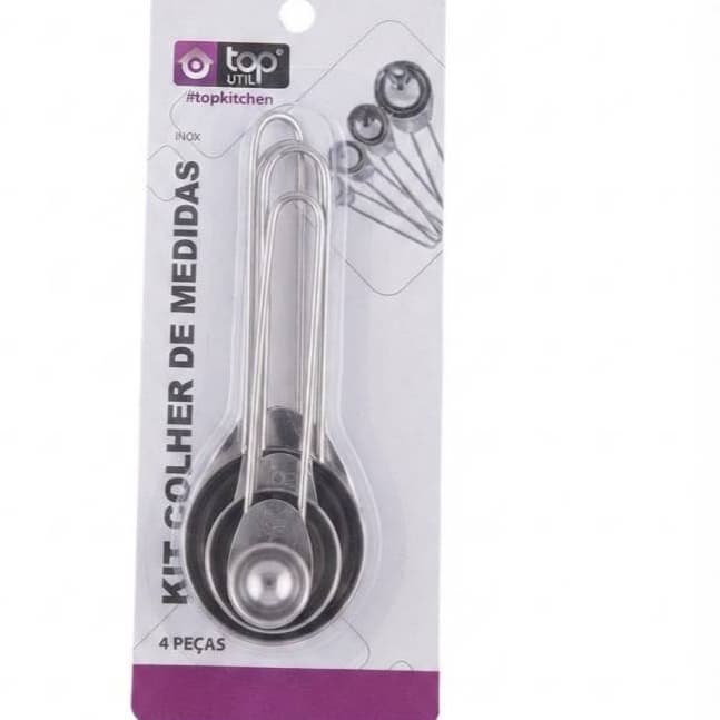COLHER MEDIDORA INOX 4 PEÇAS/ ALTA PRECISÃO CONFEITARIA