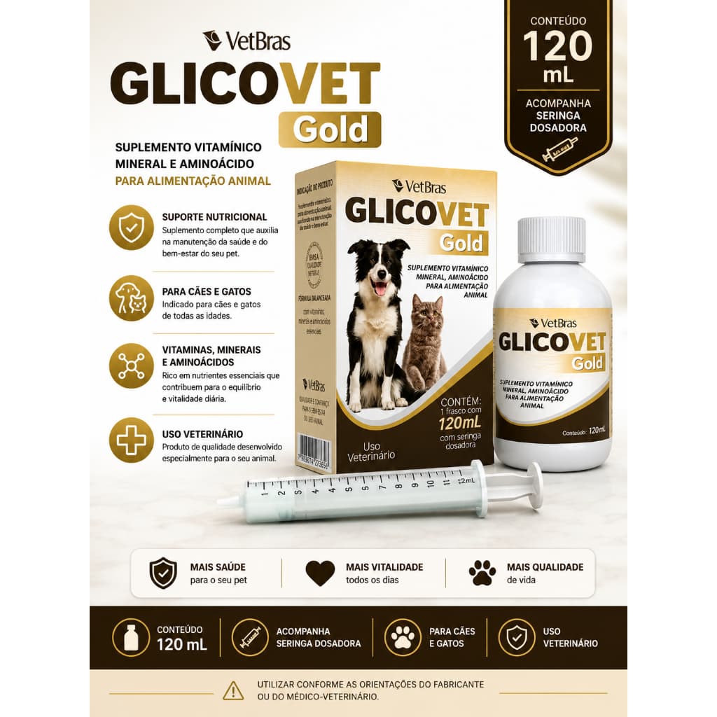 Glicovet Gold 120ml - Suplemento Vitamínico