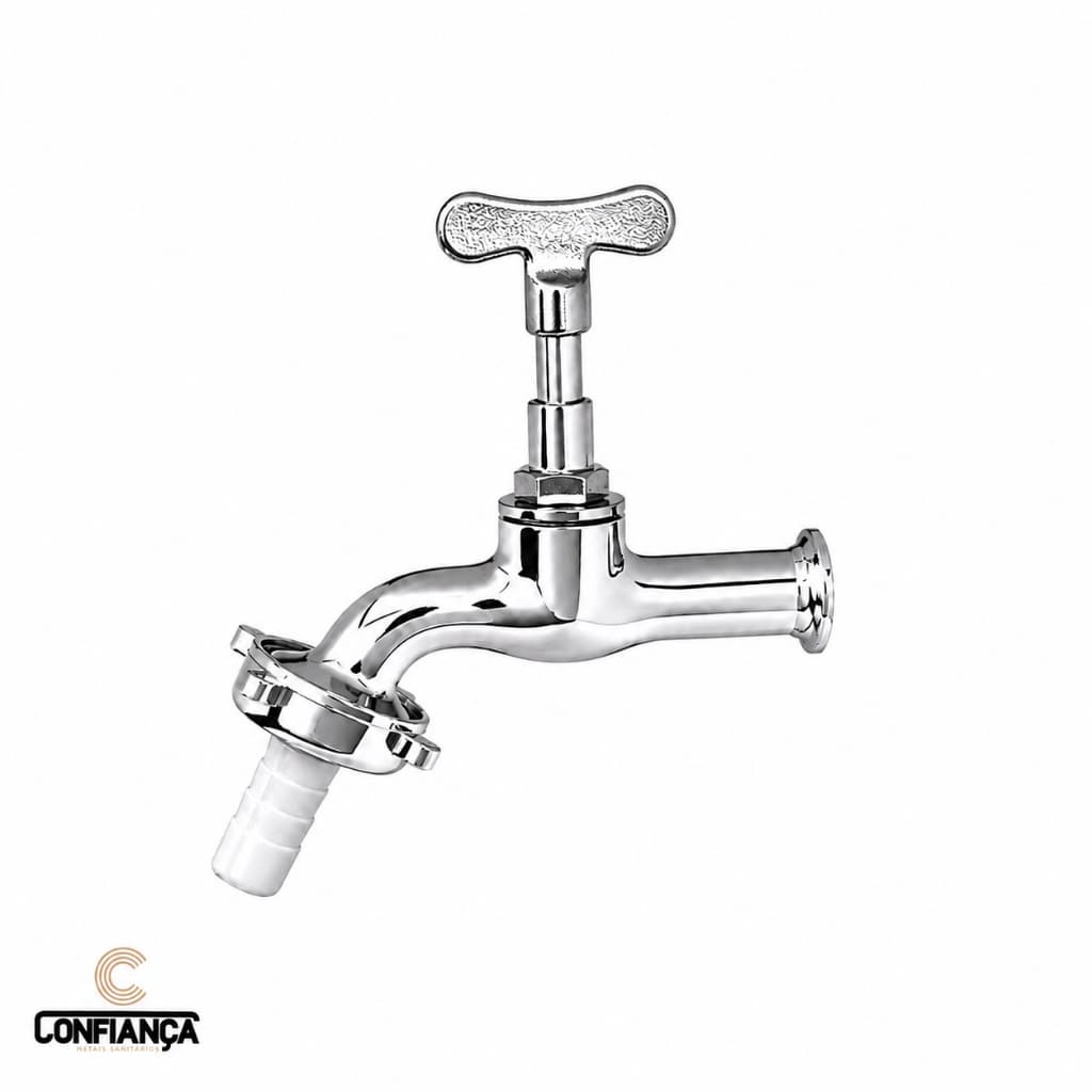 Torneira Para Jardim e Tanque Metal Com Bico Parede Cromada 100% Metal Polida