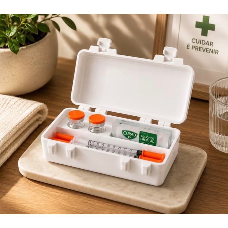 Organizador Porta Ampolas 10ml Estojo Compacto com Compartimentos Seguro Portátil para Transporte e Armazenamento