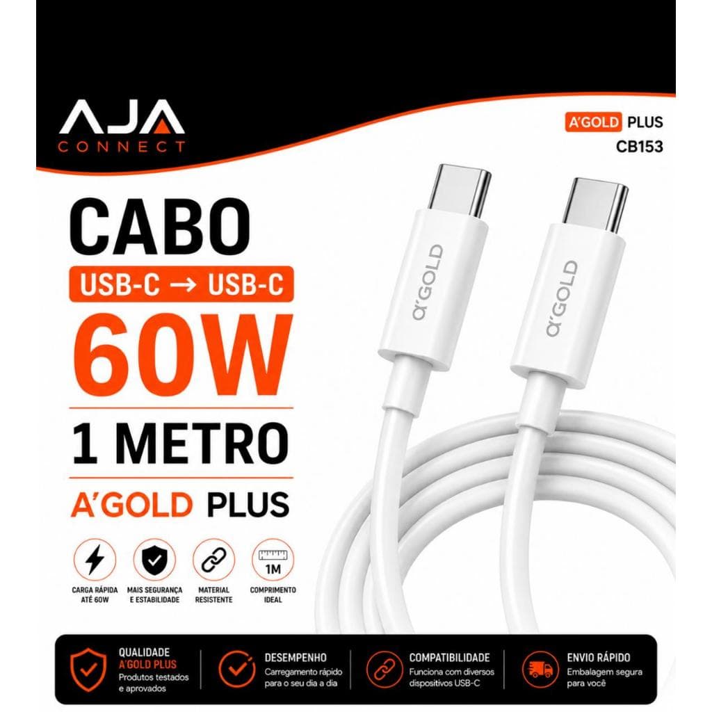 Cabo Tipo C para Tipo C 60W CB153 Turbo - α’GOLD Plus