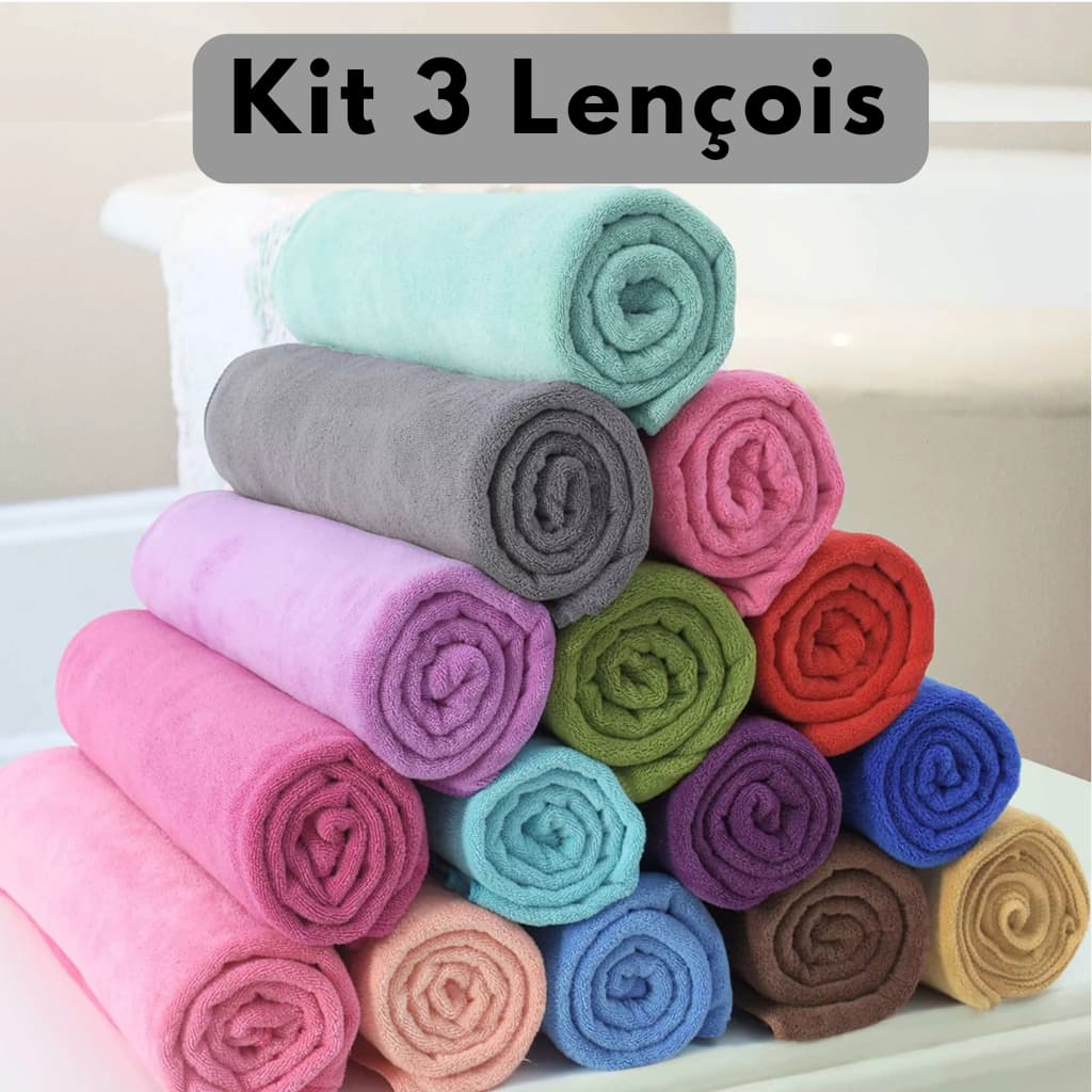 Kit 3 Lençol em Malha 100% Algodão com Elástico - Casal  Solteiro Queen