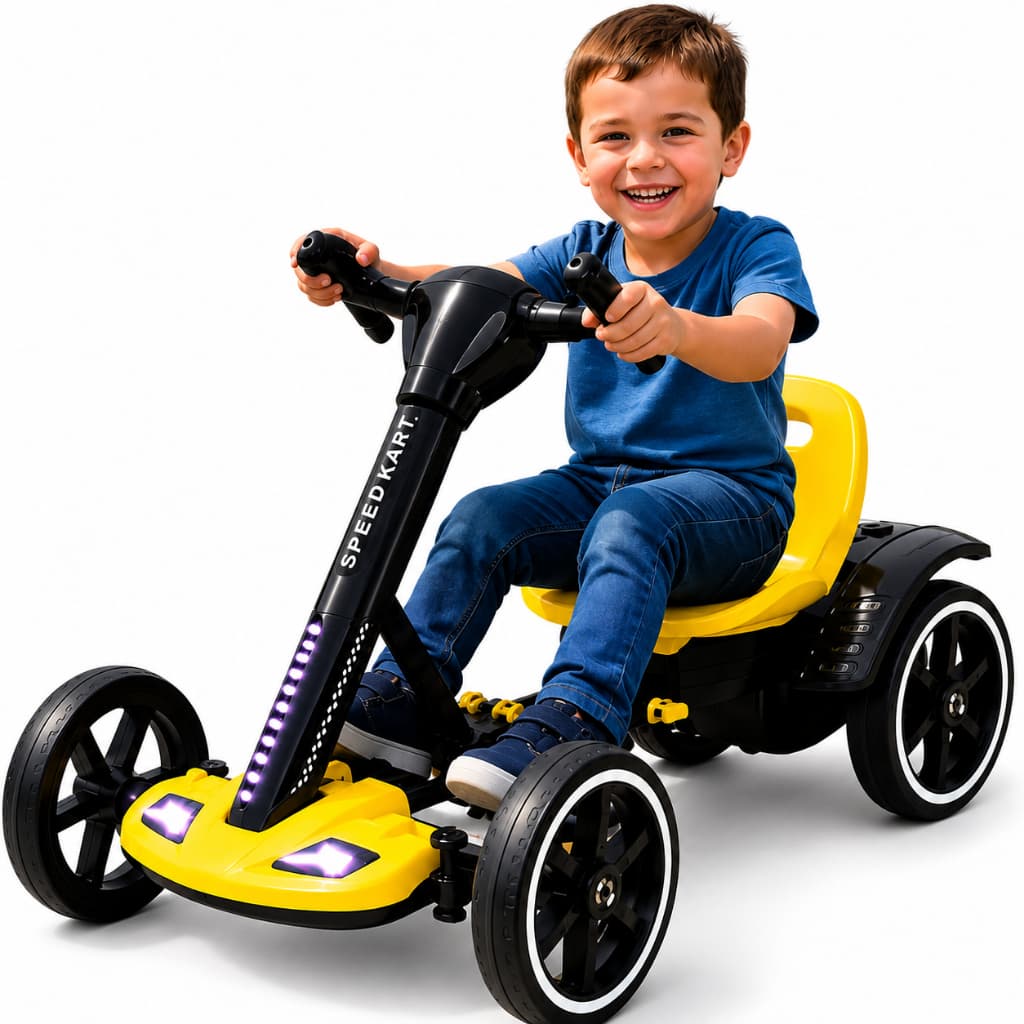 Kart  Elétrico Infantil Carrinho de Passeio Brinquedo Mini Carro Corrida Menino Menina Amarelo