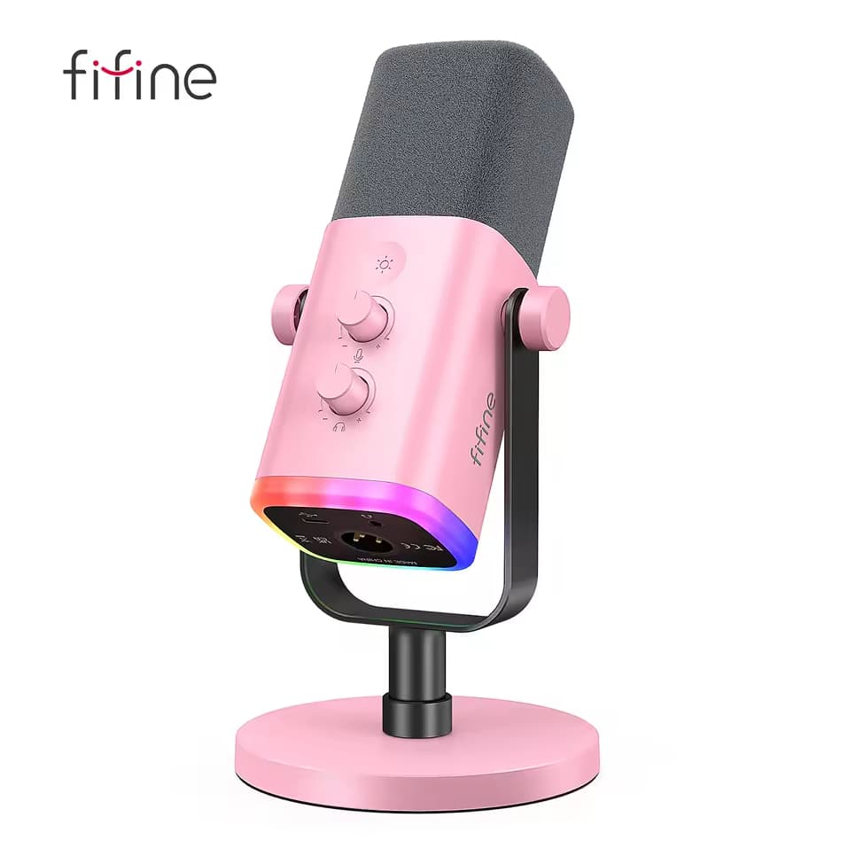 ORIGINAL Microfone FIFINE AM8 Profissional Gamer Dinâmico RGB USB XLR Cardioide Streaming Mic Gamer