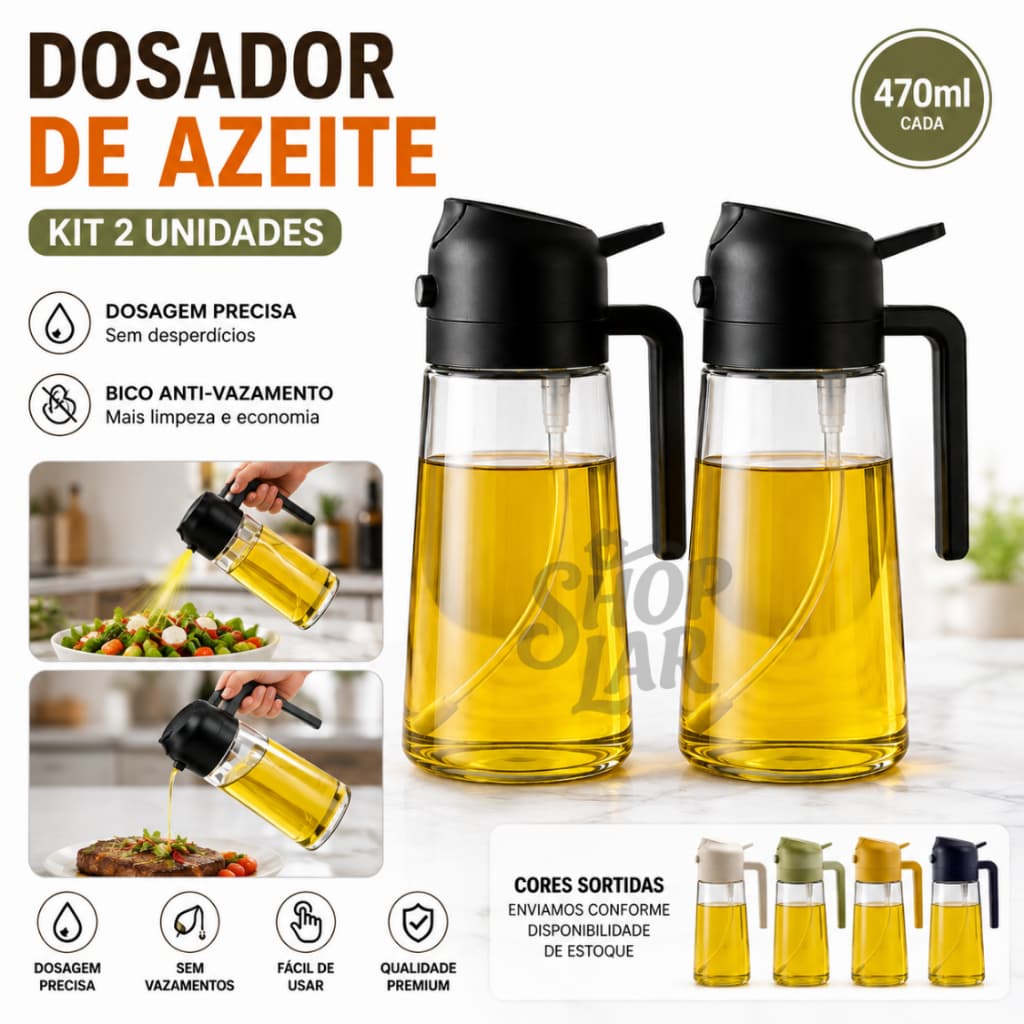 Regador de Azeite Dosador Spray 2 em 1 | Borrifador de Óleo Vinagre Tempero