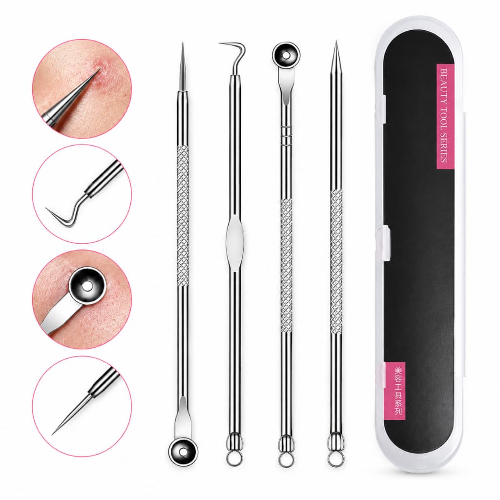 Kit 4 Extrator Tira Acne Cravos Espinha Limpeza Pele