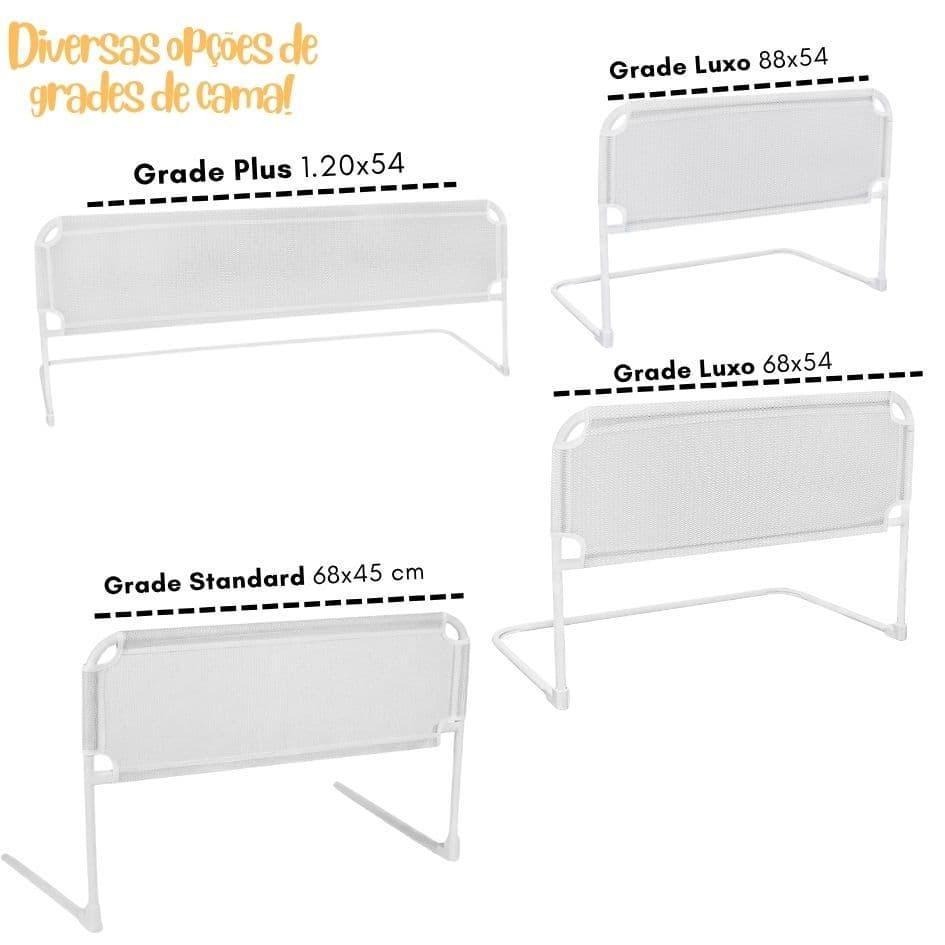 Grade de Cama de Proteção Branca | Tamanhos Pequena, Média, Grande e GG | Segurança antiqueda para Bebês, Criança, Idoso