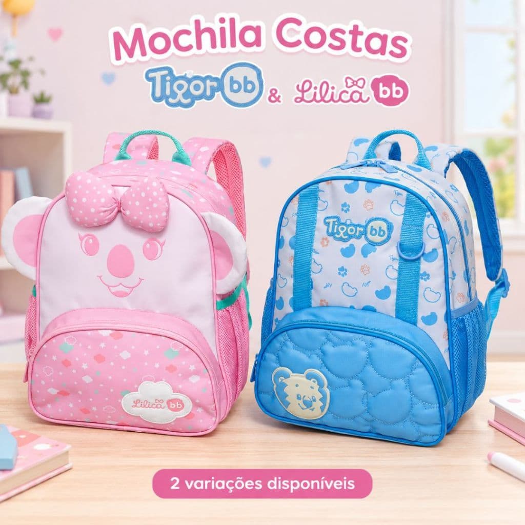 Mochila Infantil Passeio Escolar Creche Lilica BB Tigor BB Menina Menino Costas