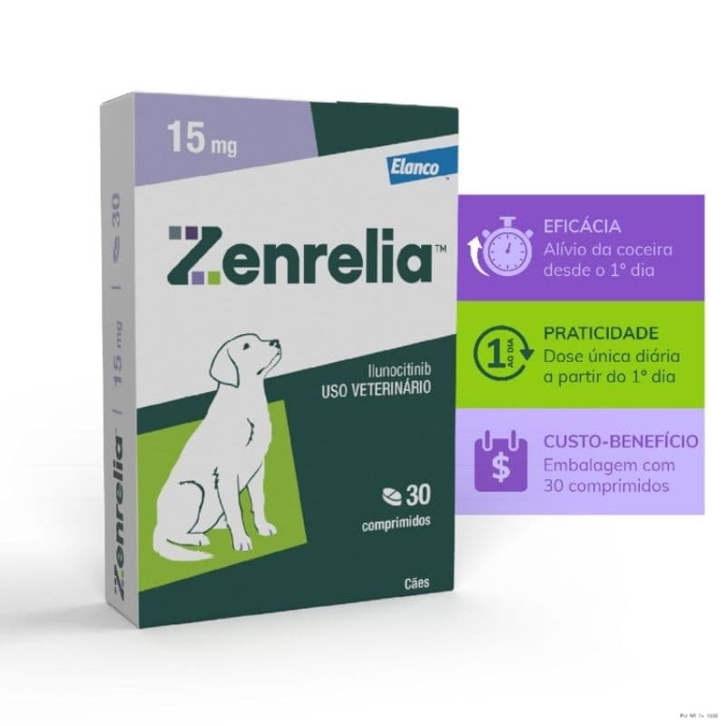 Zenrelia 15mg Elanco 30 Comprimidos para Cães – Ilunocitinib