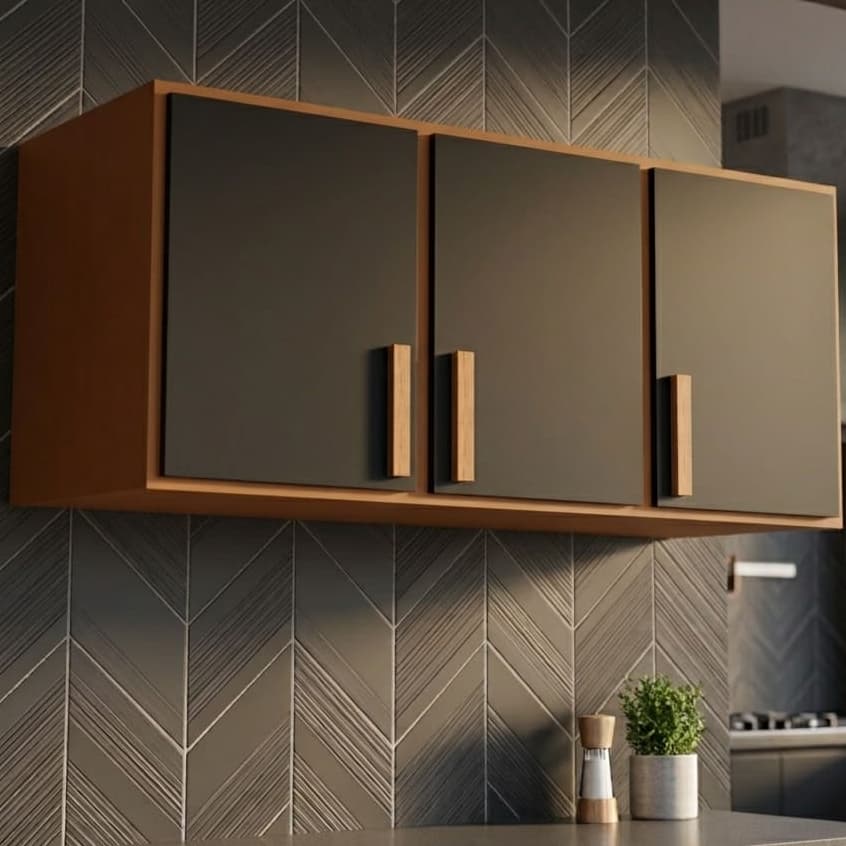 Armário Aéreo 3 Portas com puxadores 120cm Multiuso Cozinha e Área de Serviço - CORES