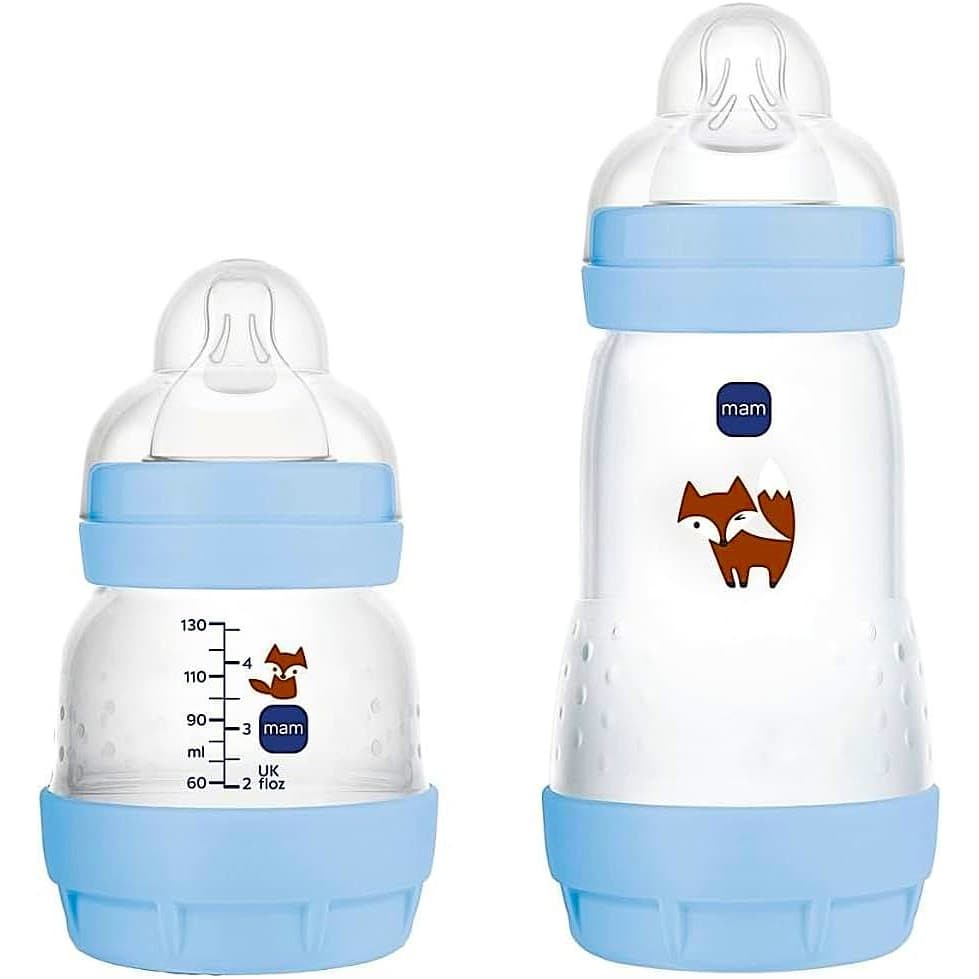 Kit 2 Mamadeiras MAM Easy Start Anti Cólica 0 Meses + 130ml 260 ml Verde Bege Rosa