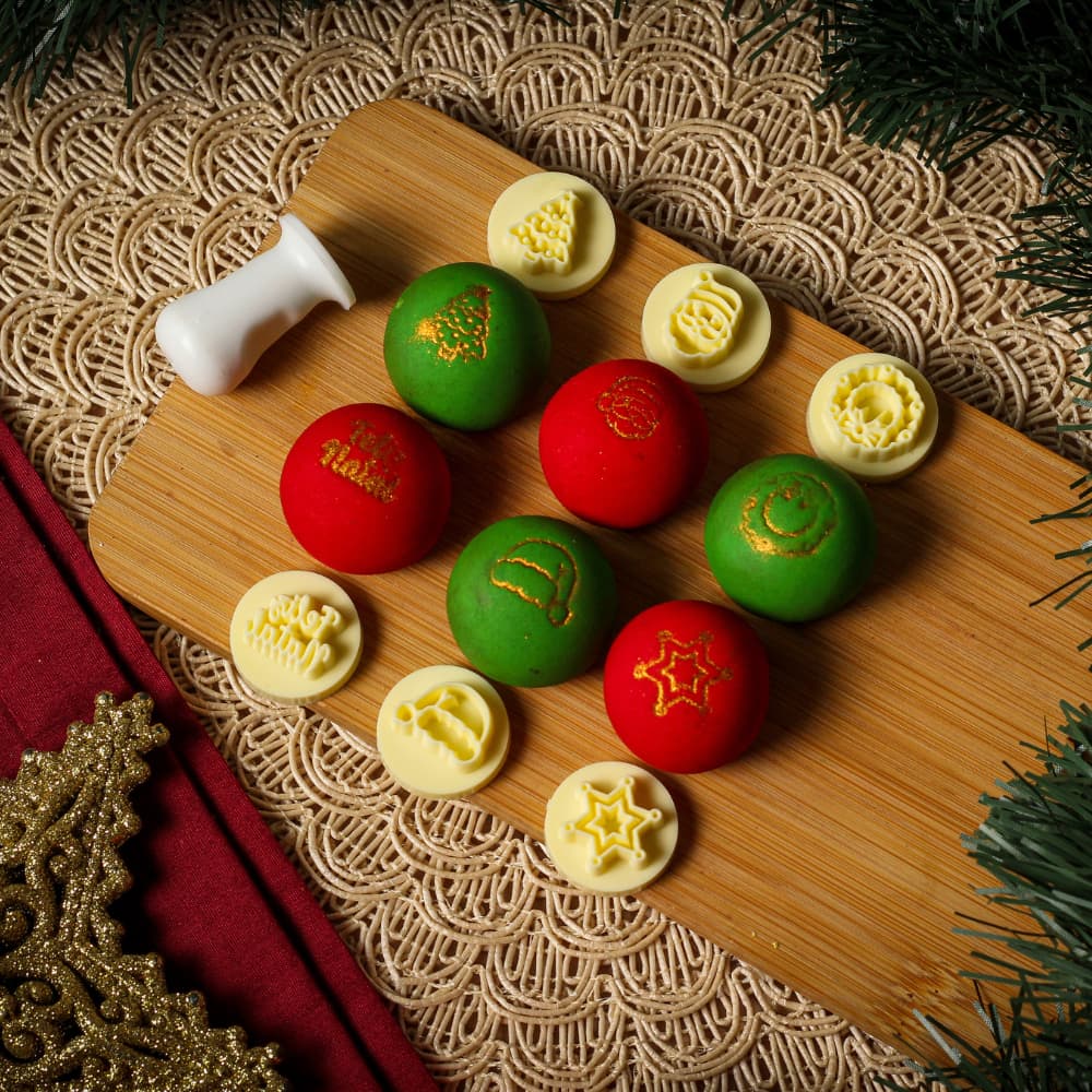 Carimbo para Brigadeiros Massas Natal 1,5 cm e Natal Iluminado 2cmRosa Blue Star