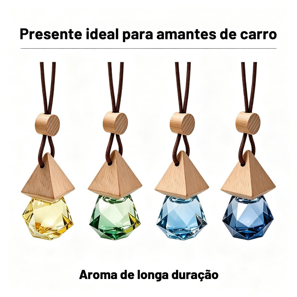 Difusor de Aroma Pendente para Carro Cristal Aromatizador Óleo Essencial Anti‑vazamento Decoração Veicular